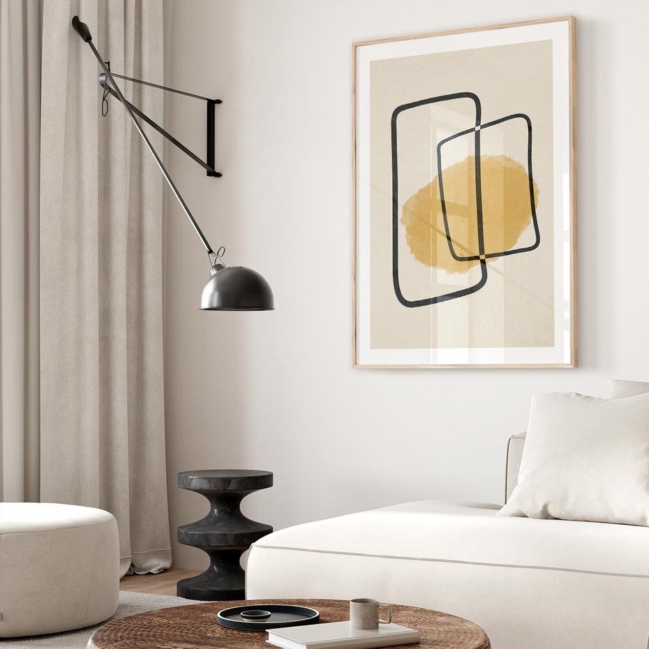 Plakat w ramie 30x40 - Rozkwitające Formy - abstrakcyjne nieregularne kształty, minimalistyczny plakat - rama drewno