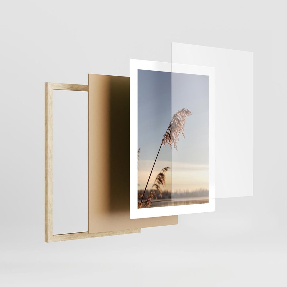 Plakat w ramie 30x40 - Naturalna Delikatność - trawy, boho - rama drewno
