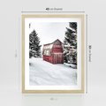 Plakat w ramie 40x50 - Domek w Śnieżnych Górach - domek, góry - rama drewno
