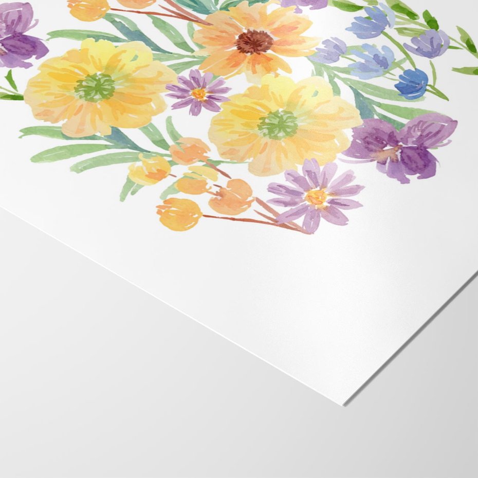 Plakat bez ramy 21x30 - Kwiatowe Wibracje - akwarelowe polne kwiaty, minimalistyczny plakat