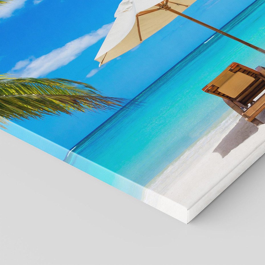Obraz na płótnie 120x80 - Urok palmowego raju - plaża, palma