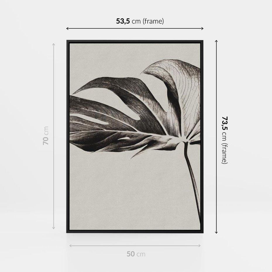 Obraz w ramie 50x70 - Szepczący Liść - szkic, czarno biały - rama czarna