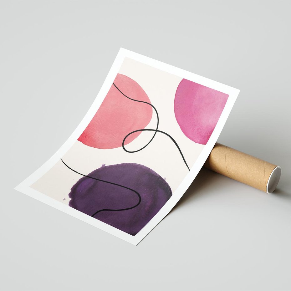 Plakat bez ramy 21x30 - Migoczące Echo - abstrakcyjne akwarelowe plamy, nieregularne linie