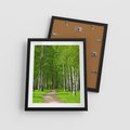 Plakat w ramie 40x50 - Spacer Ścieżką w Urokliwym Lesie - las, ścieżka - rama czarna