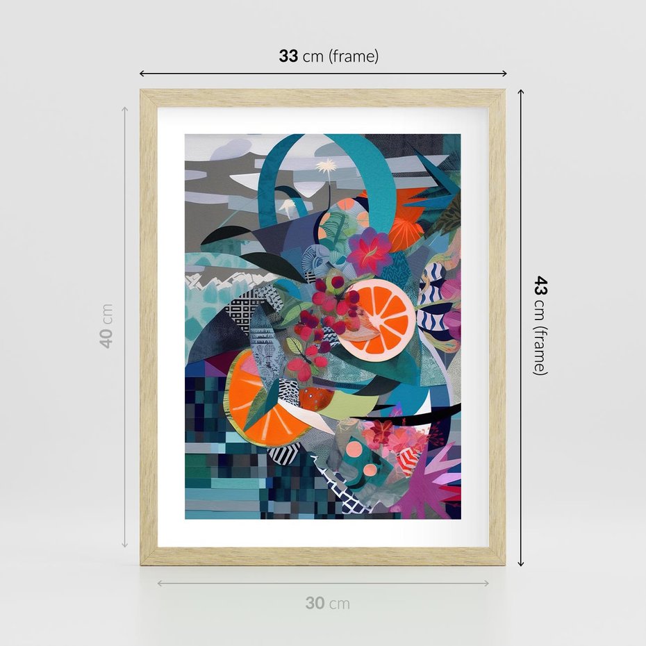 Plakat w ramie 30x40 - Migocące Widoki Harmonii - abstrakcyjny obraz, jak picasso - rama drewno