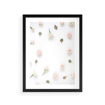 Plakat w ramie 30x40 - Romantyczna Kompozycja z Różami - kompozycja kwiatowa, róże - rama czarna