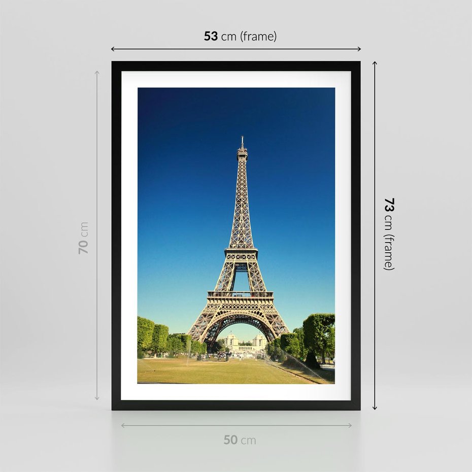 Plakat w ramie 50x70 - Ikoniczny symbol miasta - wieża, Eiffla - rama czarna