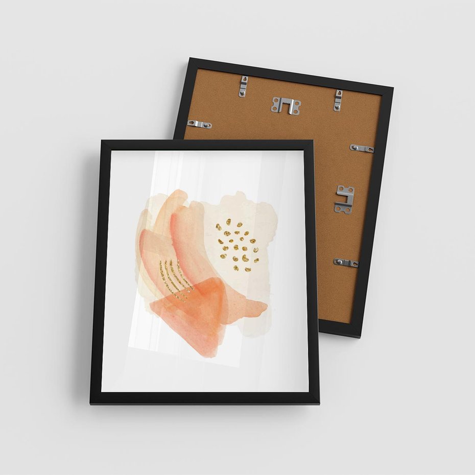 Plakat w ramie 40x50 - Rozkwitające Odbicia Form - abstrakcyjne akwarelowe plamy, minimalizm - rama czarna