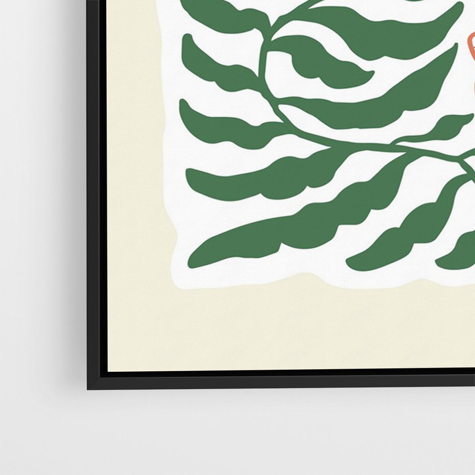 Obraz w ramie 50x70 - Migocące Wzory - abstrakcyjna kompozycja, paprocie - rama czarna