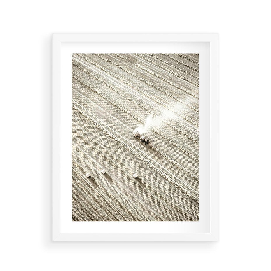 Plakat w ramie 40x50 - Pole i Żniwa na Malowniczym Zdjęciu - pole, traktor - rama biała