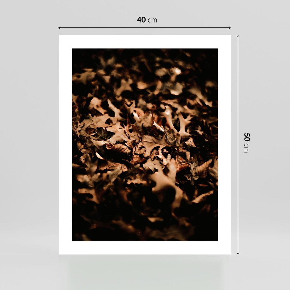 Plakat bez ramy 40x50 - Jesienne Liście: Nostalgiczna Kolorystyka - suche liście, jesień