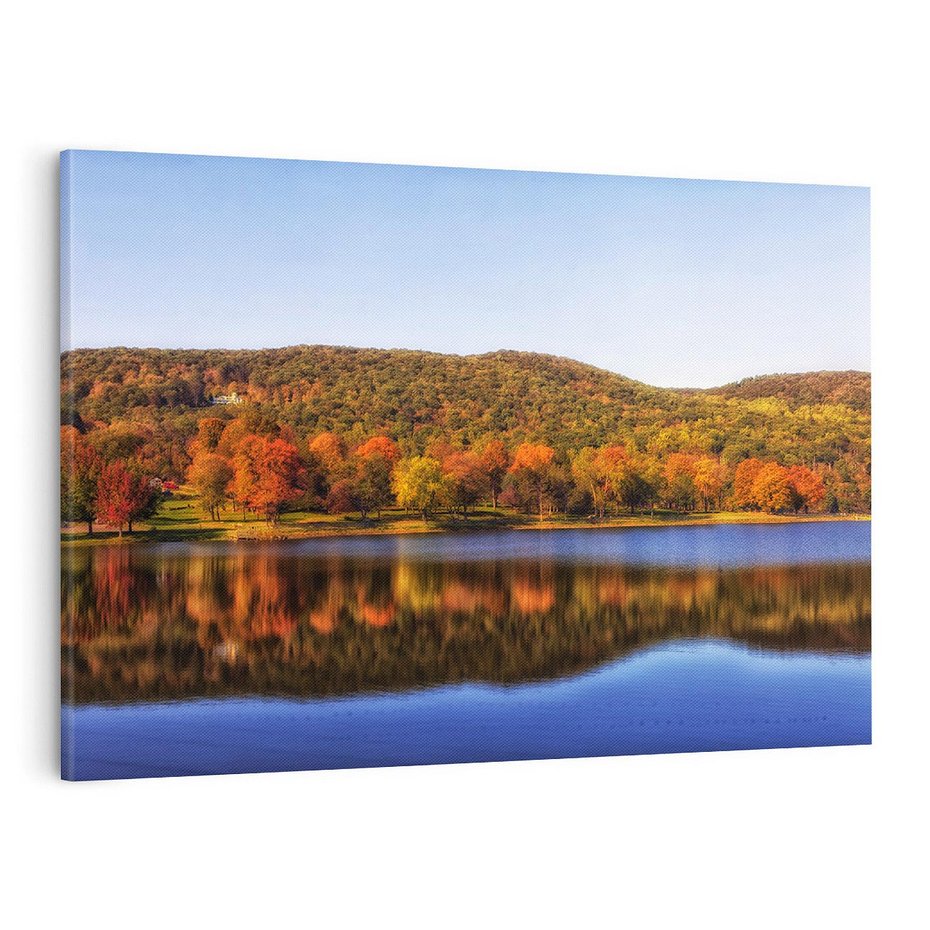 Obraz na płótnie 100x70 - Jezioro w lesie - jezioro, las