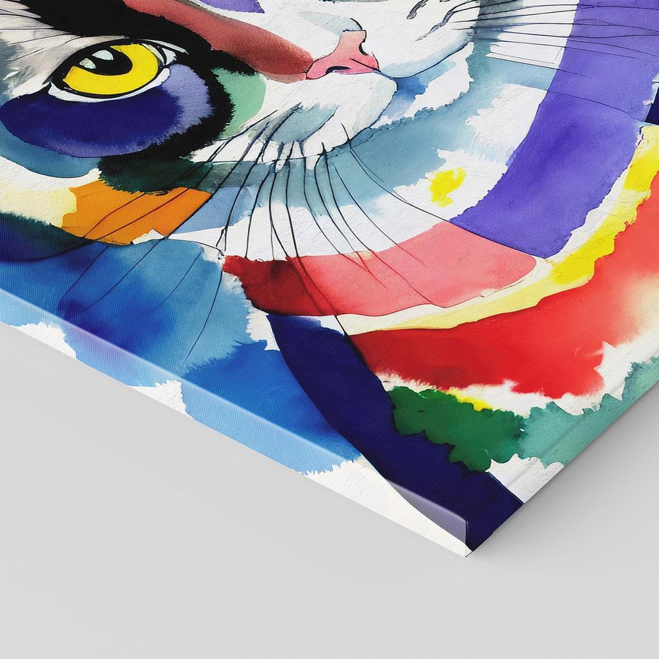 Obraz na płótnie 70x70 - Koci Przyjaciel - abstrakcyjny obraz, akwarela