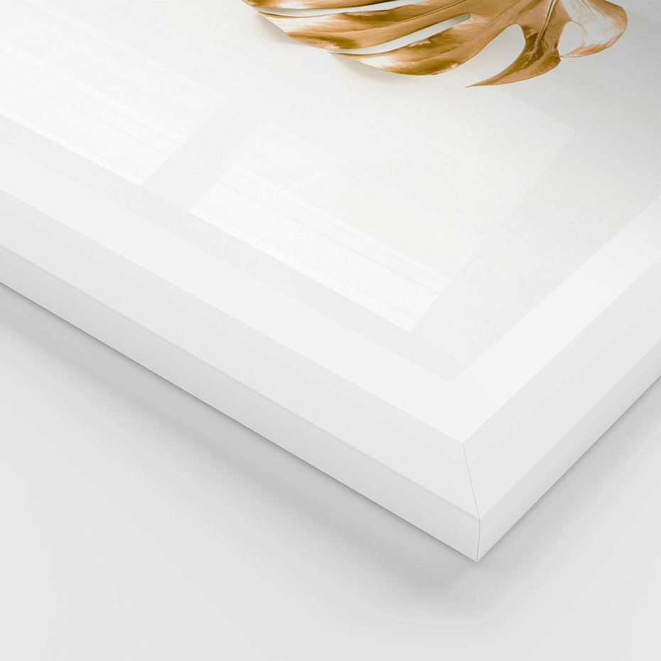 Plakat w ramie 50x70 - Przyjemność dla Oczu - złote, liście - rama biała