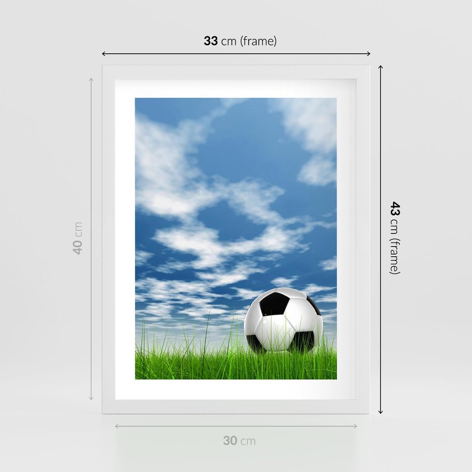 Plakat w ramie 30x40 - Piłkarska Pasja - piłka, nożna - rama biała