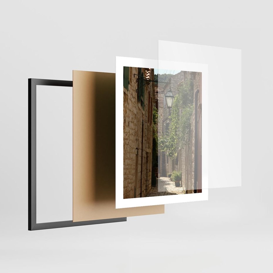 Plakat w ramie 40x50 - Urokliwa włoska uliczka - włoska, uliczka - rama czarna