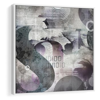 Obraz w ramie 50x50 - Nocne opowieści w barwach - typografia, abstrakcja - rama biała