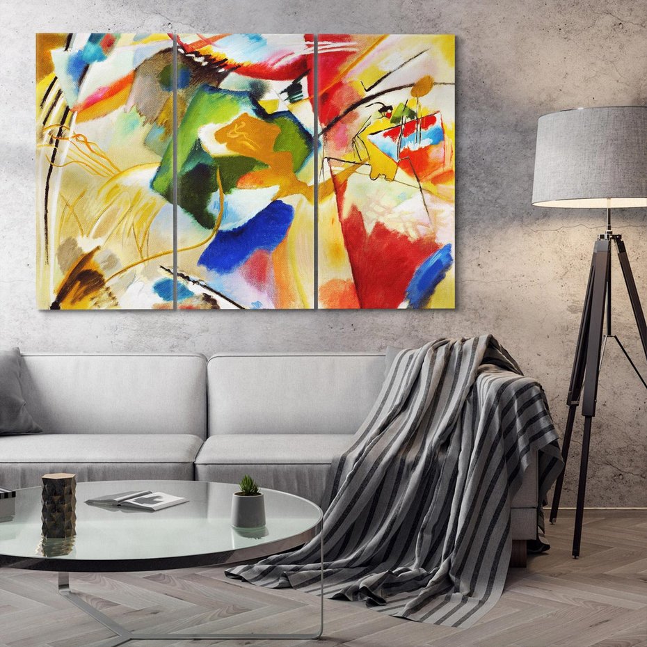 Obraz na płótnie 120x80 - "Obraz z Zielonym Centrum" (1913) Wassily Kandinsky - Reprodukcja - reprodukcja, obraz na płótnie