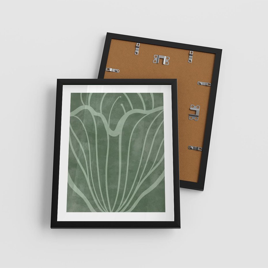 Plakat w ramie 40x50 - Zieleń Kształtująca Spokój - zielony plakat, roślinne inspiracje - rama czarna