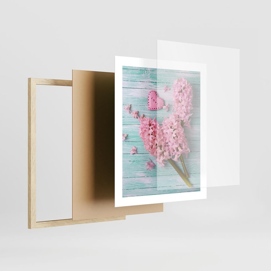 Plakat w ramie 40x50 - Hiacynty w Kwiatowej Kompozycji - hiacynty, kwiaty - rama drewno