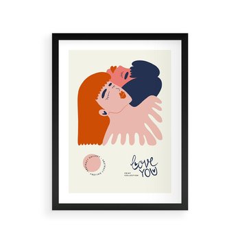 Plakat w ramie 30x40 - Rondo melancholii - para zakochanych, graficzny obraz - rama czarna