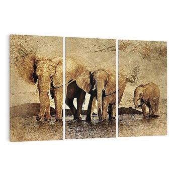 Obraz na płótnie 120x80 - Sztuka abstrakcyjna: Słonie - słonie, sztuka