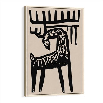 Obraz w ramie 80x120 - Konturem Zdefiniowany - skandynawska sztuka, jeleń - rama drewno