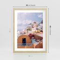 Plakat w ramie 30x40 - Błękit Morza i Białe Domki - Santorini, wyspa - rama drewno