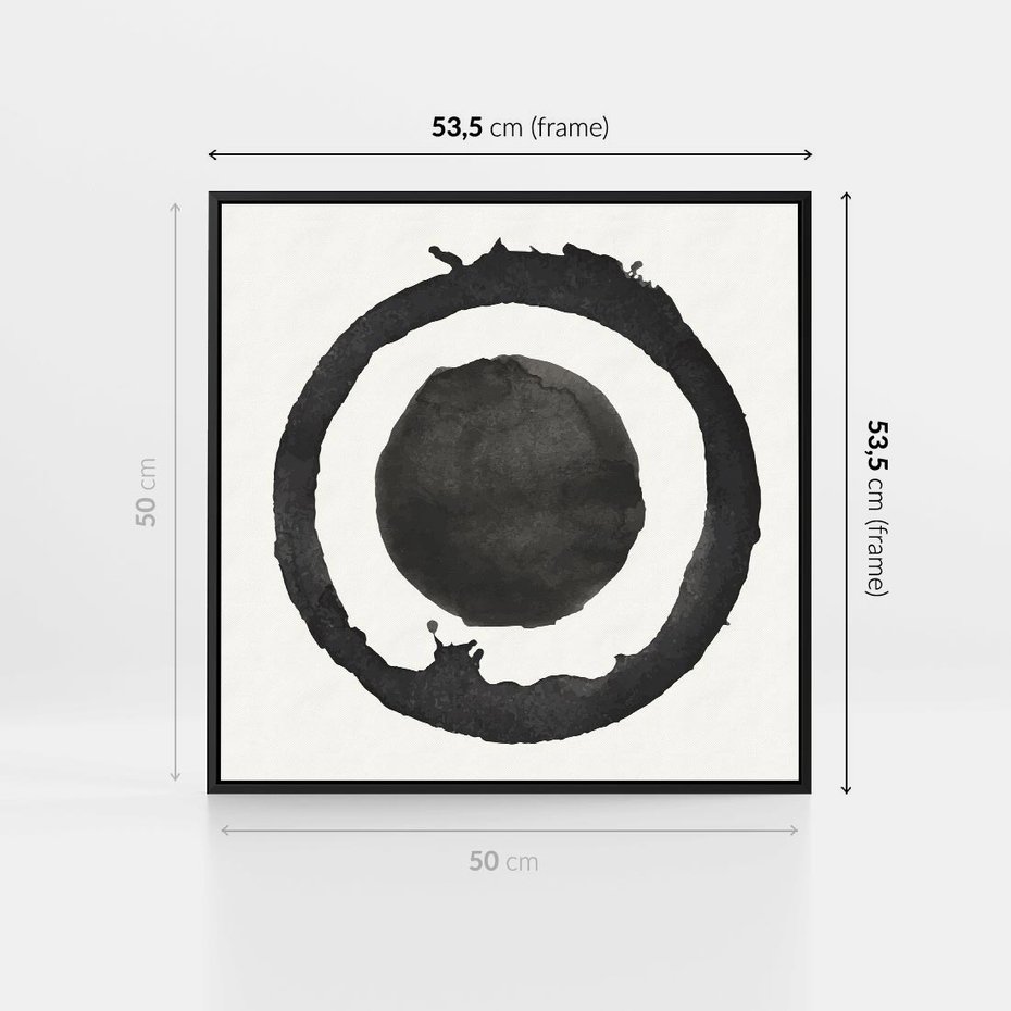 Obraz w ramie 50x50 - Harmonijne Emocje - abstrakcyjne plamy okręgi, akwarelowe - rama czarna