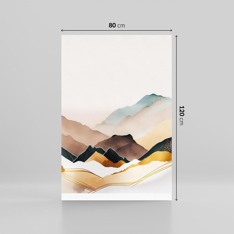 Obraz na płótnie 80x120 - Góry Tonące w Pastelach - złote pastelowe góry, akwarela