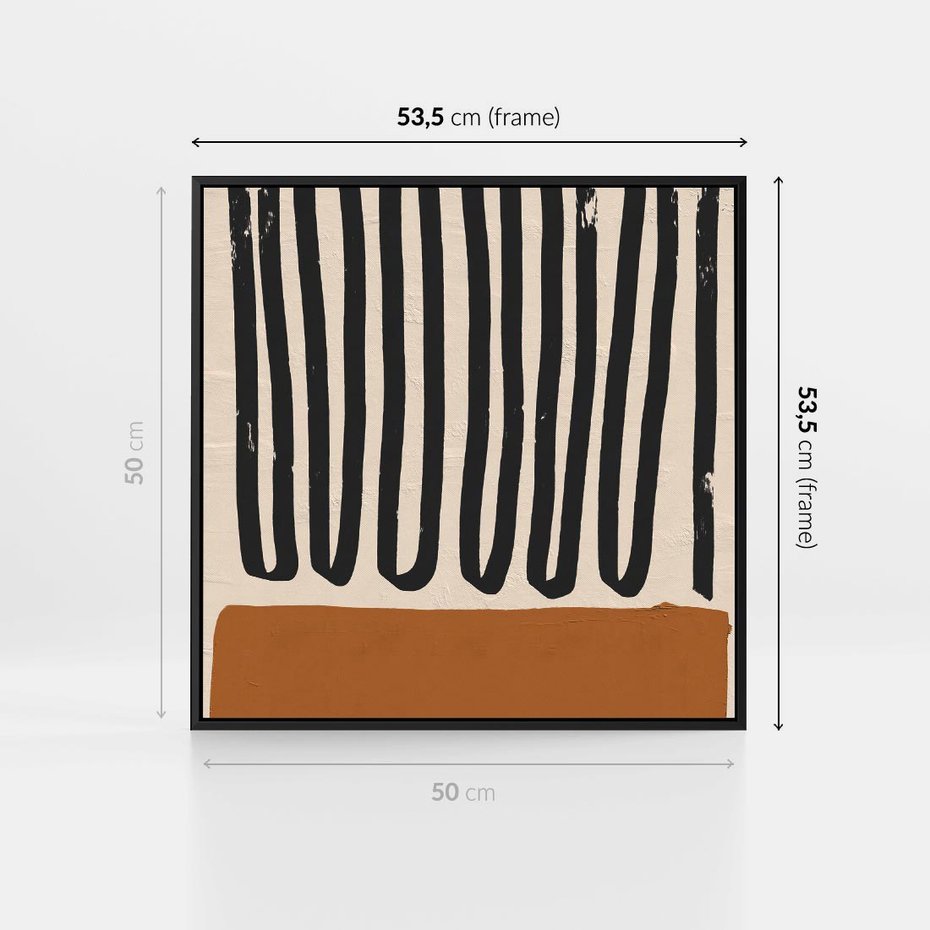 Obraz w ramie 50x50 - Boho Impulsy Kreatywności - abstrakcyjny plakat, brąz - rama czarna