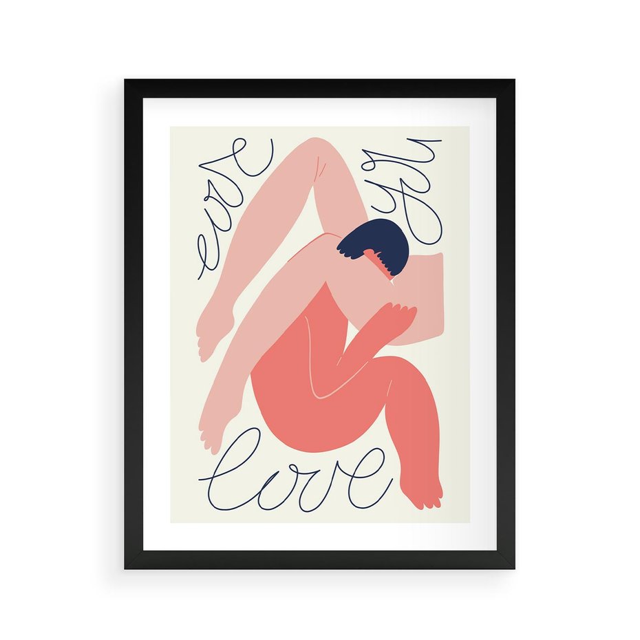 Plakat w ramie 40x50 - Dźwięk ciszy na płótnie - para zakochanych, graficzny obraz - rama czarna