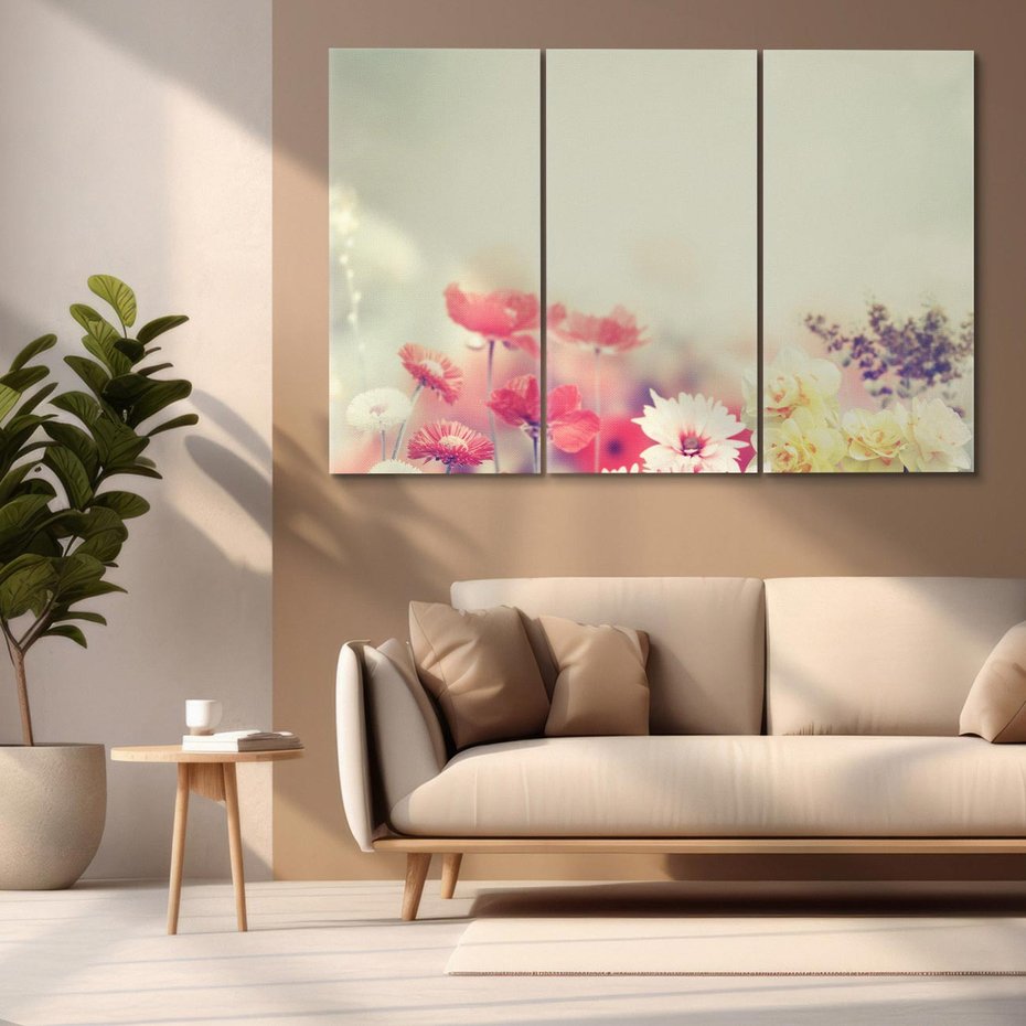 Obraz na płótnie 120x80 - Delikatne kwiaty pastelowe - kwiaty, pastelowe