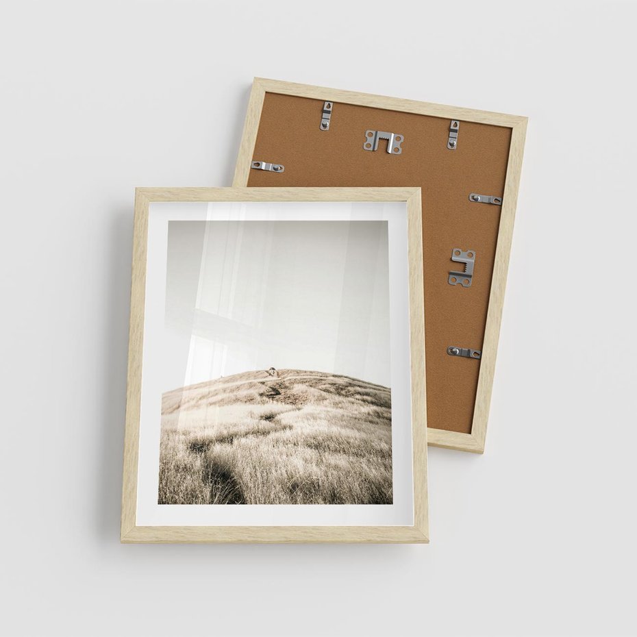 Plakat w ramie 40x50 - Wzgórze w Odcieniach Sepii - wzgórze, trawy - rama drewno