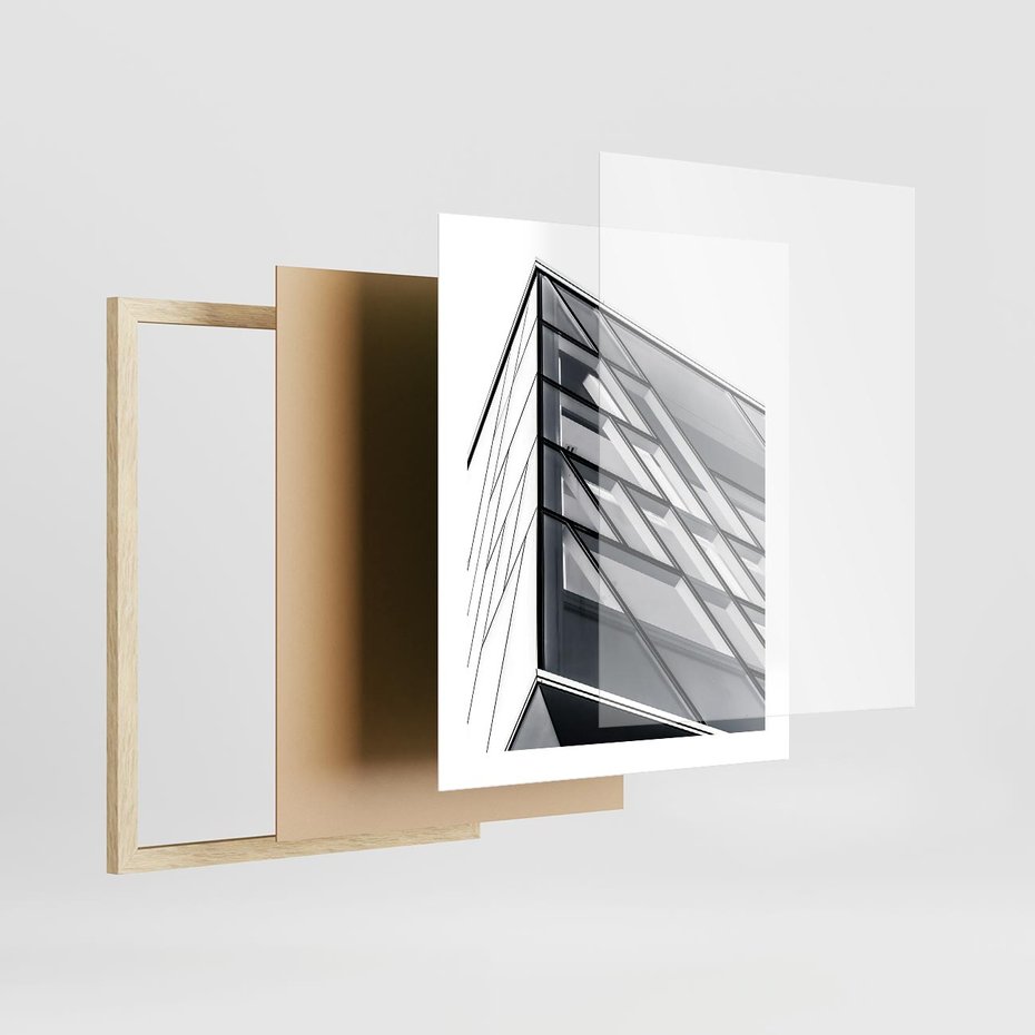 Plakat w ramie 40x50 - Architektura Przyszłości: Czarno-Białe Ujęcie - nowoczesna architektura, czarno białe zdjęcie - rama drewno