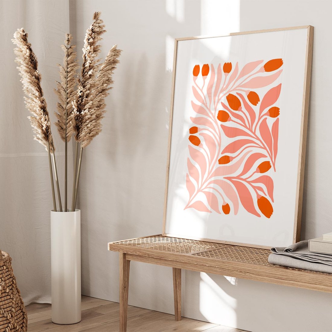 Plakat w ramie 40x50 - Nieskrępowane wyobraźnie kolorów - kwiaty, pastelowe kolory - rama drewno