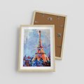 Plakat w ramie 30x40 - Paryska Wieża - olejny abstrakcyjny obraz, wieża eiffla - rama drewno