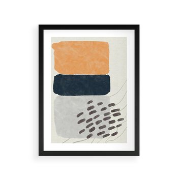 Plakat w ramie 50x70 - Impulsy Podróżnych Marzeń - geometryczne elementy, stonowane kolory - rama czarna