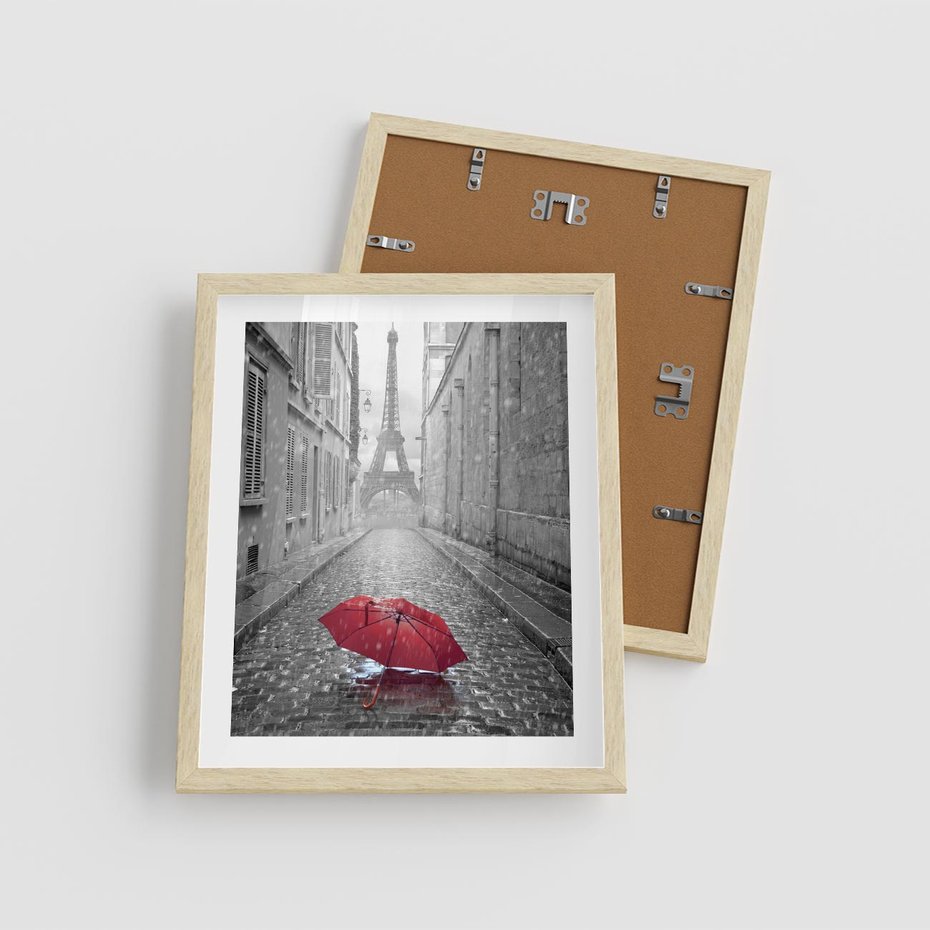Plakat w ramie 40x50 - Kolorowy parasol w Paryżu - Paryż, parasol - rama drewno