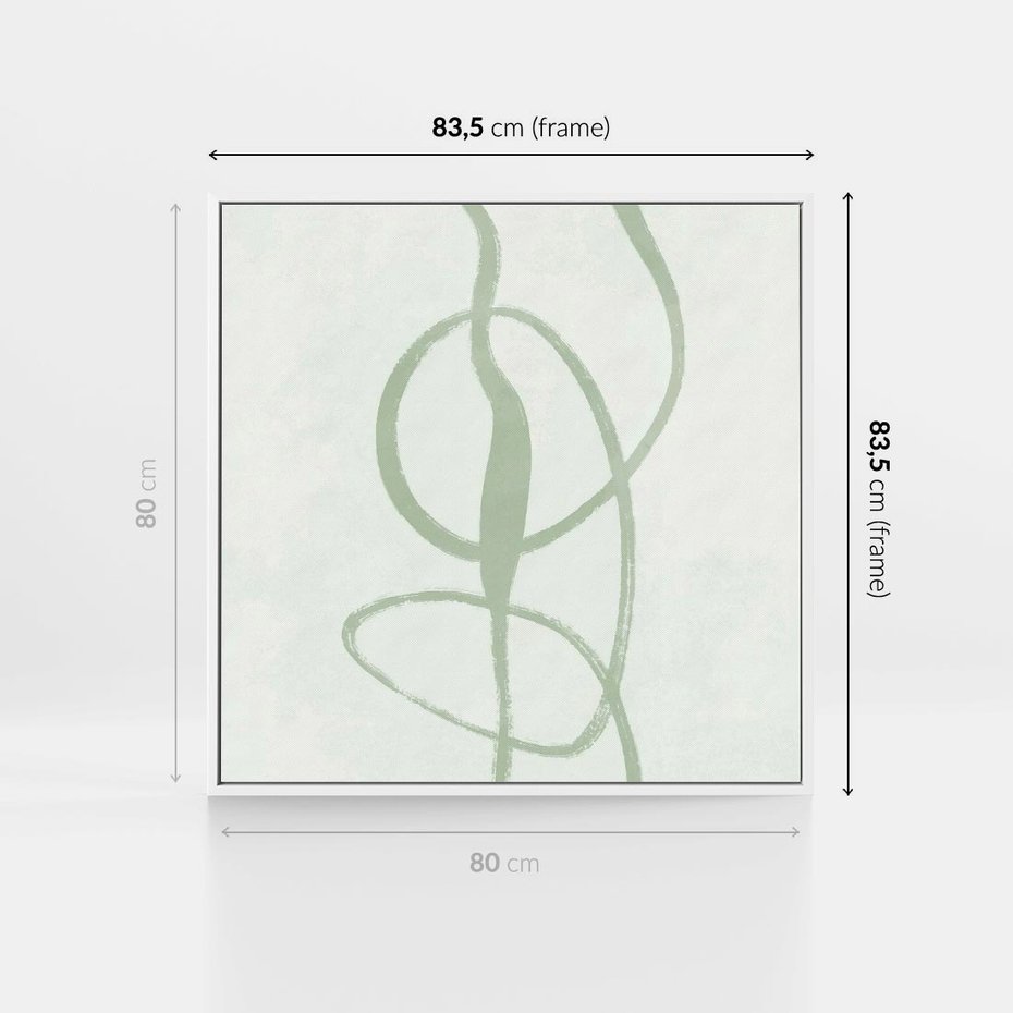 Obraz w ramie 80x80 - Zieleń Wewnętrznej Harmonii - zielona abstrakcja, zgaszona zieleń - rama biała