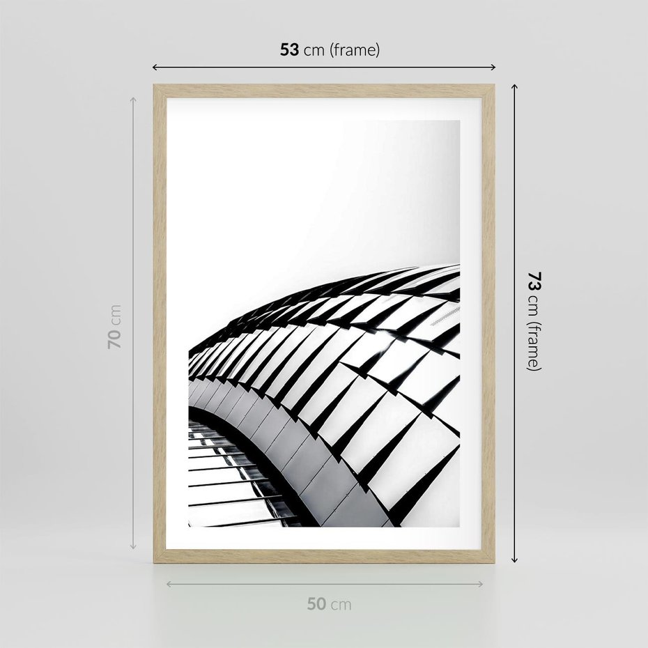 Plakat w ramie 50x70 - Dynamiczne Kształty - architektura, obłe kształty - rama drewno