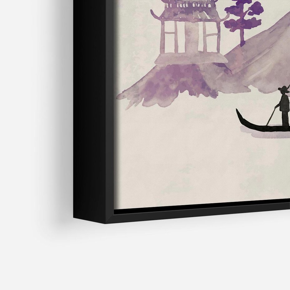 Obraz w ramie 50x50 - Odbicie Słońca - japońska sztuka, akwarela - rama czarna