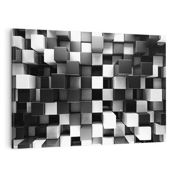 Obraz na płótnie 100x70 - Abstrakcyjna Szachownica: Gra Kolorów w 3D - 3D, abstrakcja