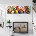 Obraz na płótnie 90x30 - Szalejące ognie kolorów - abstrakcja, farby olejne