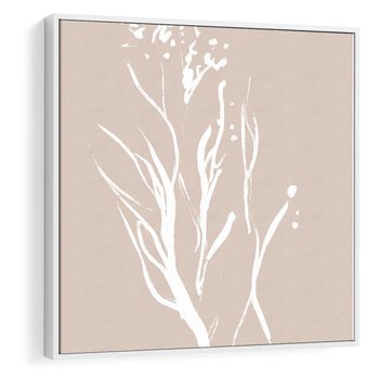 Obraz w ramie 80x80 - Impresje Pastelowych Nastrojów - minimalistyczny delikatny obraz, beżowe odcienie - rama biała