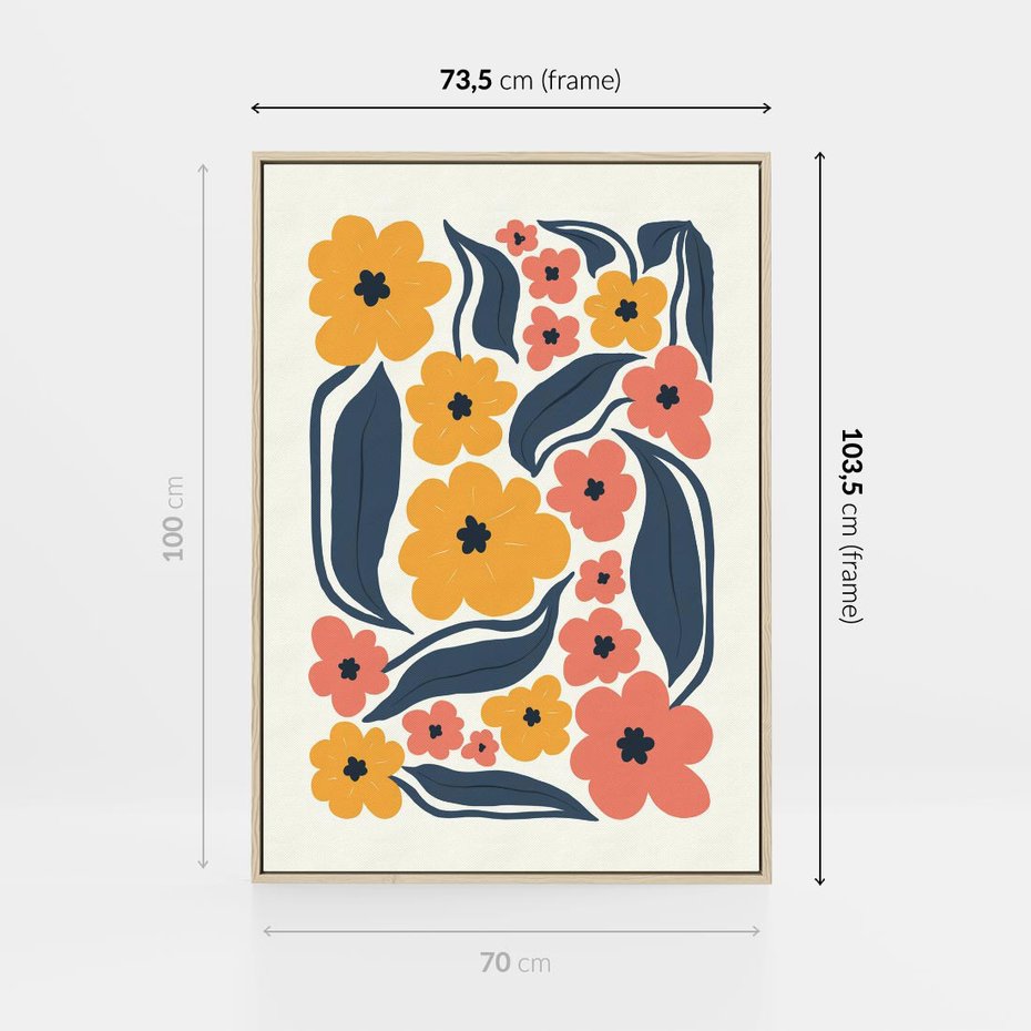 Obraz w ramie 70x100 - Pastelowe Impresje - pastelowe kwiaty, abstrakcyjna kompozycja - rama drewno