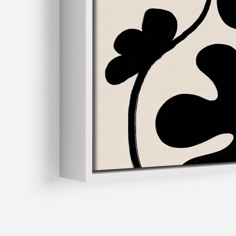 Obraz w ramie 80x80 - Wyjątkowość Boho - minimalistyczny abstrakcyjny obraz, prymitywne kwiaty - rama biała