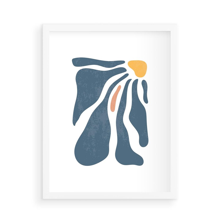 Plakat w ramie 50x70 - Melodia Kolorowych Płatków - nowoczesna kwiatowa grafika, styl retro - rama biała