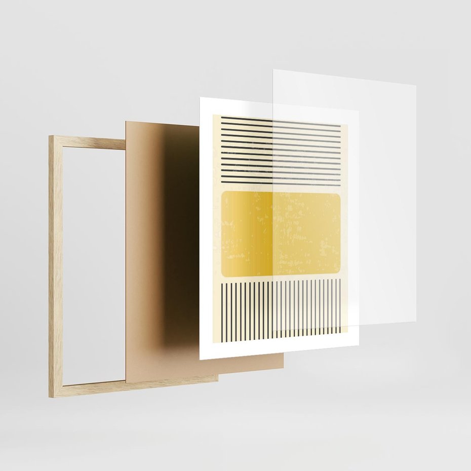 Plakat w ramie 40x50 - Geometryczna Harmonia - geometria, nowoczesny plakat - rama drewno