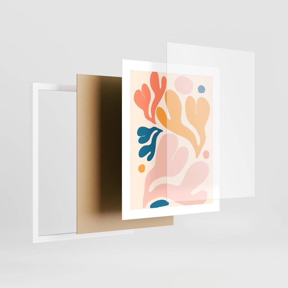 Plakat w ramie 40x50 - Granice Inspiracji - abstrakcyjne dziwne formy, nowoczesny plakat - rama biała